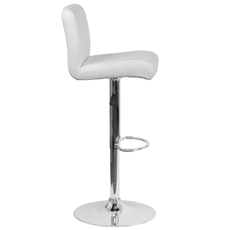 Home Square Faux Leather Adjustable Bar Stool in White - Set of 2
