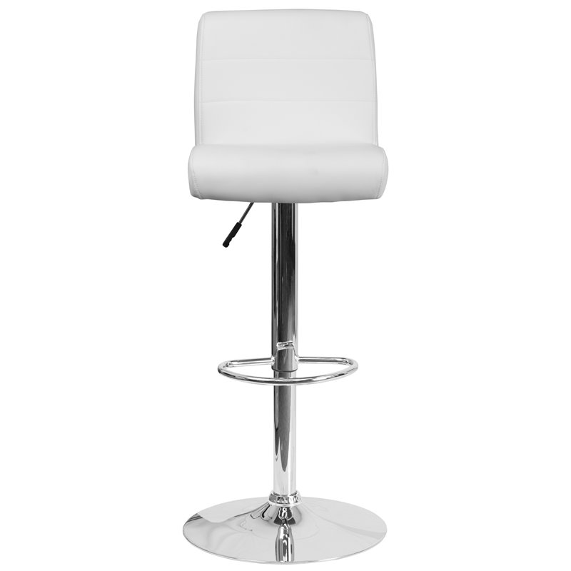 Home Square Faux Leather Adjustable Bar Stool in White - Set of 2