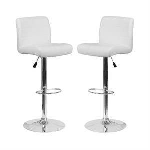 Home Square Faux Leather Adjustable Bar Stool in White - Set of 2