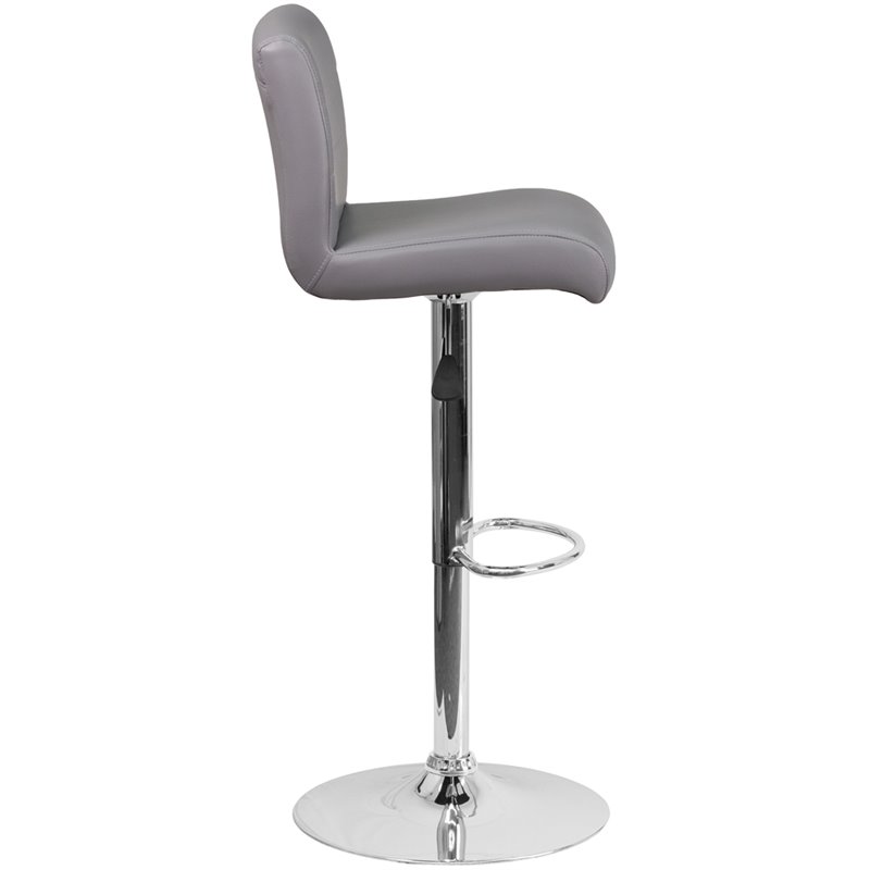 Home Square Vinyl Upholstery Bar Stool in Gray Finish - Set of 2