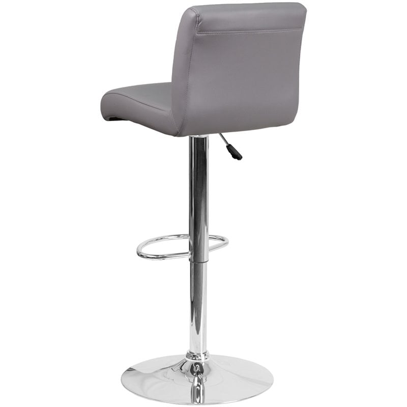 Home Square Vinyl Upholstery Bar Stool in Gray Finish - Set of 2