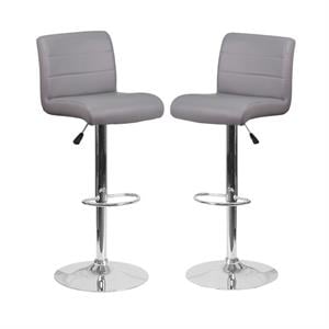 Home Square Vinyl Upholstery Bar Stool in Gray Finish - Set of 2