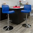 Home Square Faux Leather Adjustable Bar Stool in Blue - Set of 2