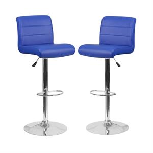 home square faux leather adjustable bar stool in blue - set of 2