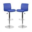 Home Square Faux Leather Adjustable Bar Stool in Blue - Set of 2