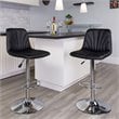 Home Square Faux Leather Adjustable Bar Stool in Black - Set of 2