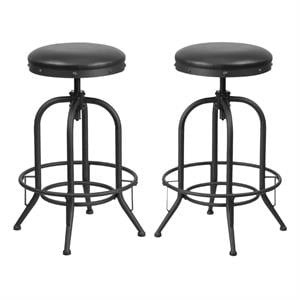 Home Square 30&quot Barstool With Swivel Lift Leather Seat In Black - Set of 2