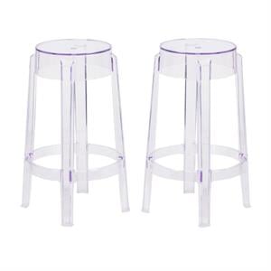 Home Square 26&quot Backless Transparent Counter Stool in Clear - Set of 2