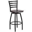Home Square Metal Restaurant Bar Stool in Black and Walnut Finish - Set of 2