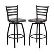Home Square Metal Restaurant Bar Stool in Black and Walnut Finish - Set of 2