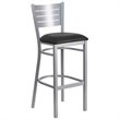 Home Square Vinyl Upholstered Bar Stool in Black and Silver - Set of 2