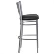 Home Square Vinyl Upholstered Bar Stool in Black and Silver - Set of 2