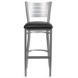 Home Square Vinyl Upholstered Bar Stool in Black and Silver - Set of 2
