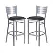 Home Square Vinyl Upholstered Bar Stool in Black and Silver - Set of 2