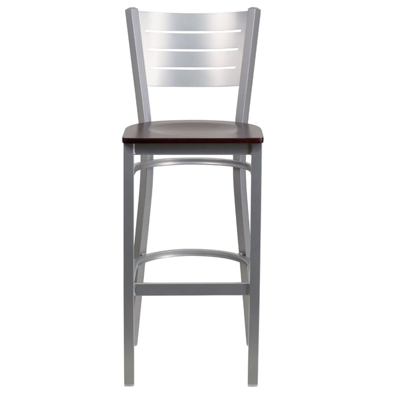 Home Square Bar Stool in Mahogany and Silver Finish - Set of 2