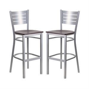 Home Square Bar Stool in Mahogany and Silver Finish - Set of 2