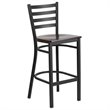 Home Square Metal Restaurant Bar Stool in Black & Walnut - Set of 2