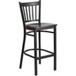 Home Square Metal Restaurant Bar Stool in Black & Walnut Finish - Set of 2