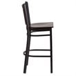 Home Square Metal Restaurant Bar Stool in Black & Walnut Finish - Set of 2