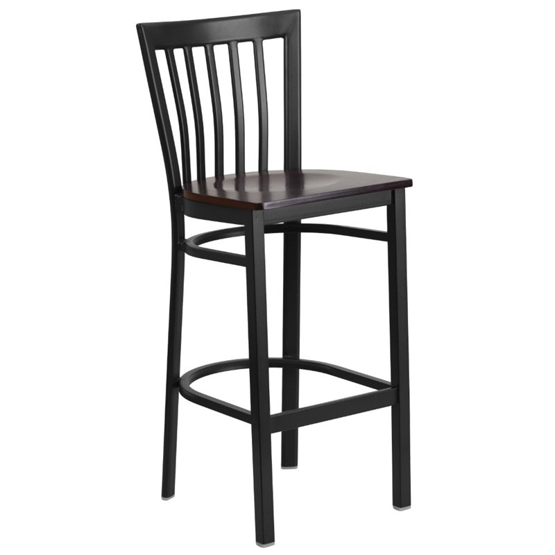 Home Square Restaurant Bar Stool in Black and Walnut Finish - Set of 2