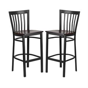 Home Square Restaurant Bar Stool in Black and Walnut Finish - Set of 2