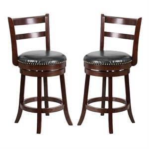 Home Square 26&quot Counter Stool in Black and Cappuccino - Set of 2