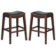 Home Square Backless Cappuccino Wood Bar Stool in Black - Set of 2