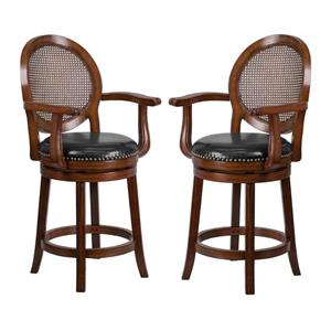 Home Square 26&quot Wood Swivel Counterstool In Expresso - Set of 2