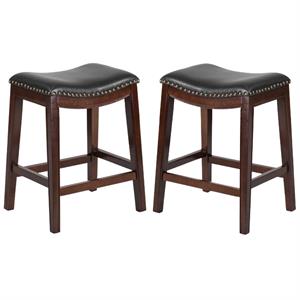 Home Square 26&quot Backless Counter Stool in Black Finish - Set of 2