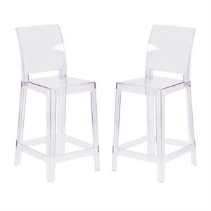 Home Square 25&quot Counter Stool in Transparent Crystal - Set of 2