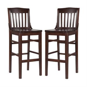 Home Square Hercules 30&quot Bar Stool in Walnut Finish - Set of 2
