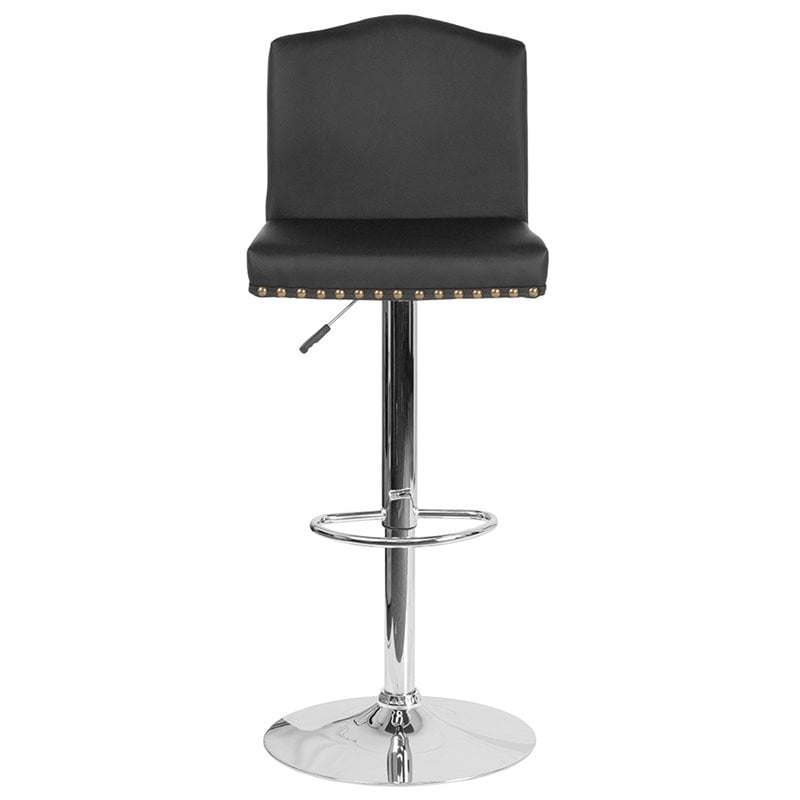 Home Square Bellagio Leather Adjustable Bar Stool in Black - Set of 2