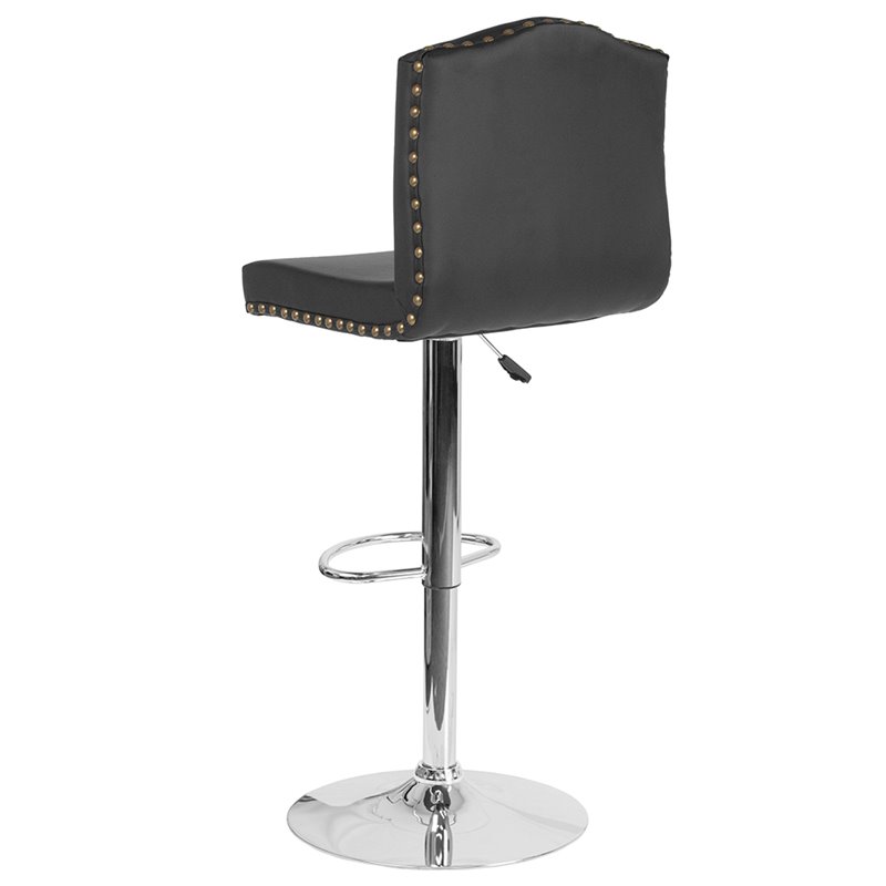 Home Square Bellagio Leather Adjustable Bar Stool in Black - Set of 2