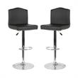 Home Square Bellagio Leather Adjustable Bar Stool in Black - Set of 2