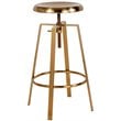 Home Square Toledo Metal Adjustable Bar Stool in Gold - Set of 2