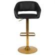 Home Square Faux Leather Adjustable Bar Stool in Black and Gold - Set of 2