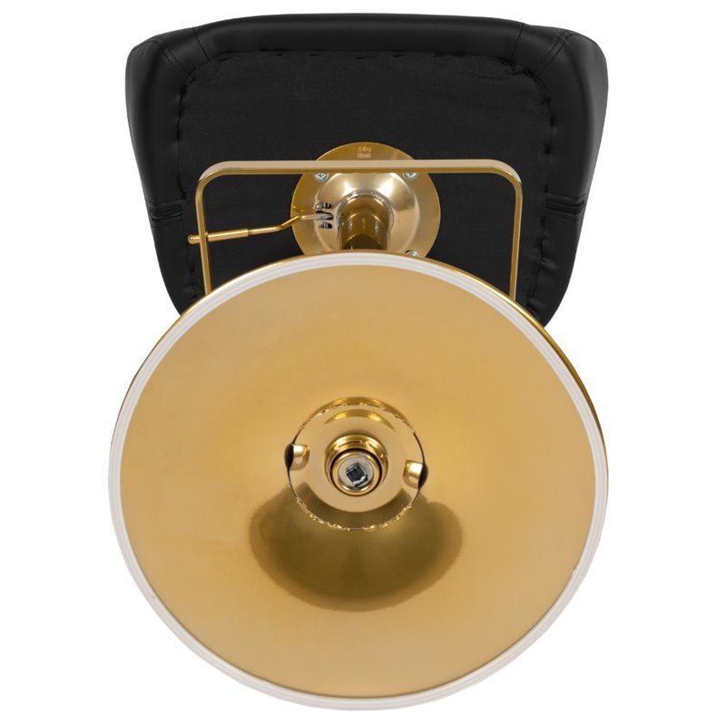Home Square Faux Leather Adjustable Bar Stool in Black and Gold - Set of 2
