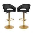 Home Square Faux Leather Adjustable Bar Stool in Black and Gold - Set of 2