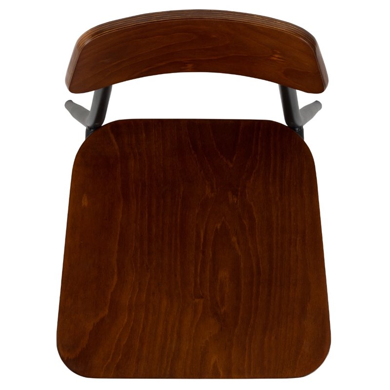 Home Square Rustic Steel Frame Wooden Bar Stool in Mahogany - Set of 2