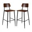 Home Square Rustic Steel Frame Wooden Bar Stool in Mahogany - Set of 2