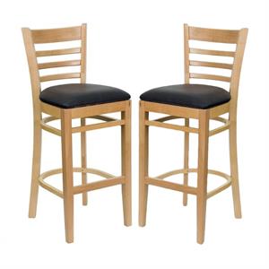 Home Square 31&quot Restaurant Bar Stool with Black Seat - Set of 2