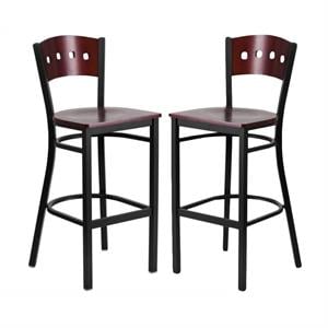 Home Square 32&quot Bar Stool in Mahogany Finish - Set of 2