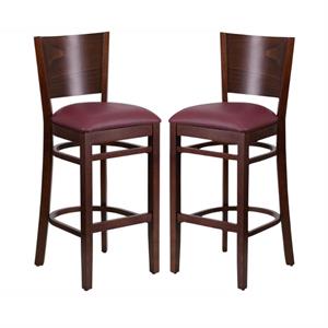 Home Square Lacey 43.5&quot Upholstered Restaurant Bar Stool in Burgundy - Set of 2