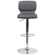 Home Square Faux Leather Adjustable Bar Stool in Gray - Set of 2
