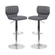 Home Square Faux Leather Adjustable Bar Stool in Gray - Set of 2