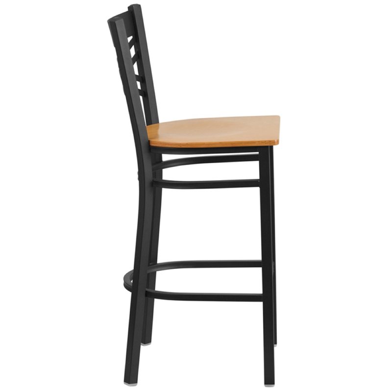 Home Square Restaurant Bar Stool in Black and Natural Finish - Set of 2