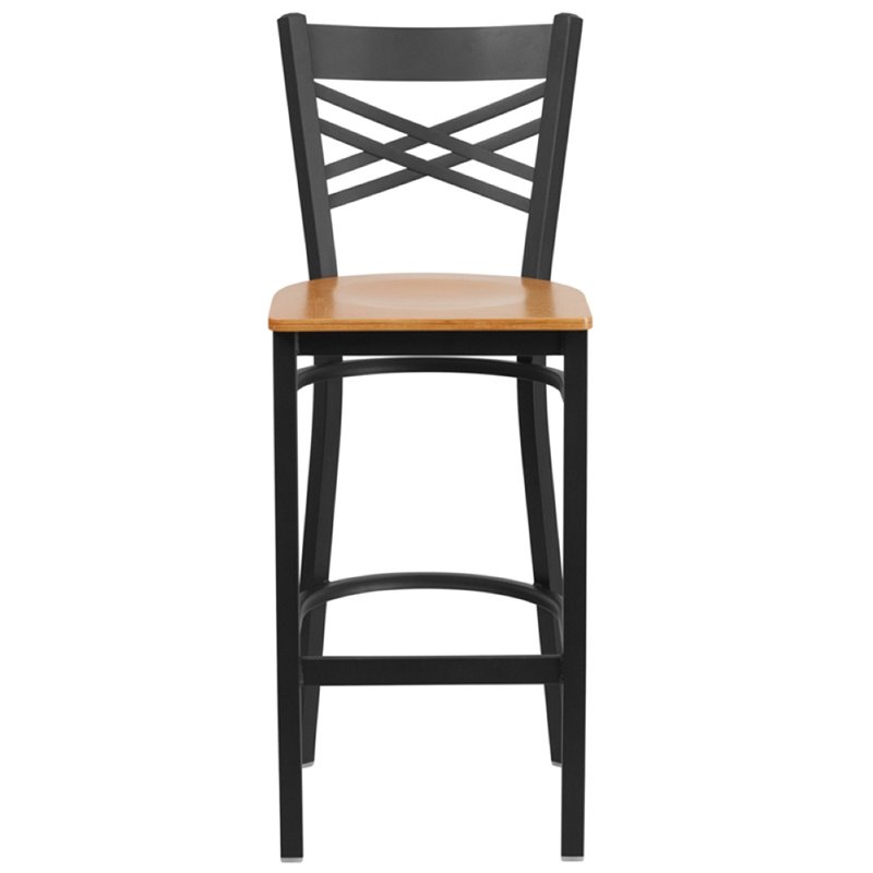 Home Square Restaurant Bar Stool in Black and Natural Finish - Set of 2