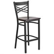 Home Square Metal Bar Stool in Black & Walnut Finish - Set of 2