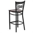 Home Square Metal Bar Stool in Black & Walnut Finish - Set of 2
