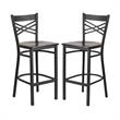 Home Square Metal Bar Stool in Black & Walnut Finish - Set of 2